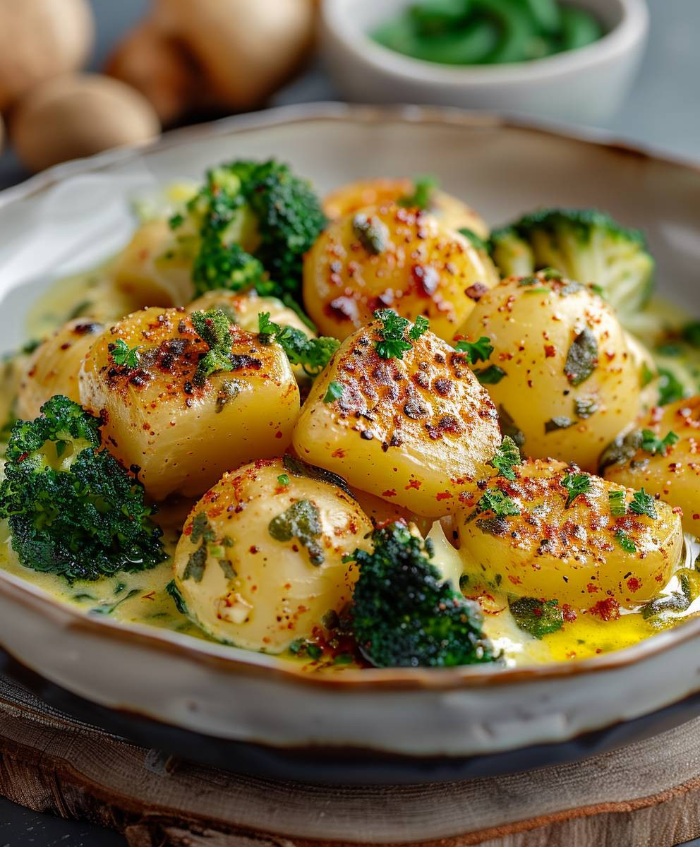 Cremige Brokkoli Kartoffeln Pfanne