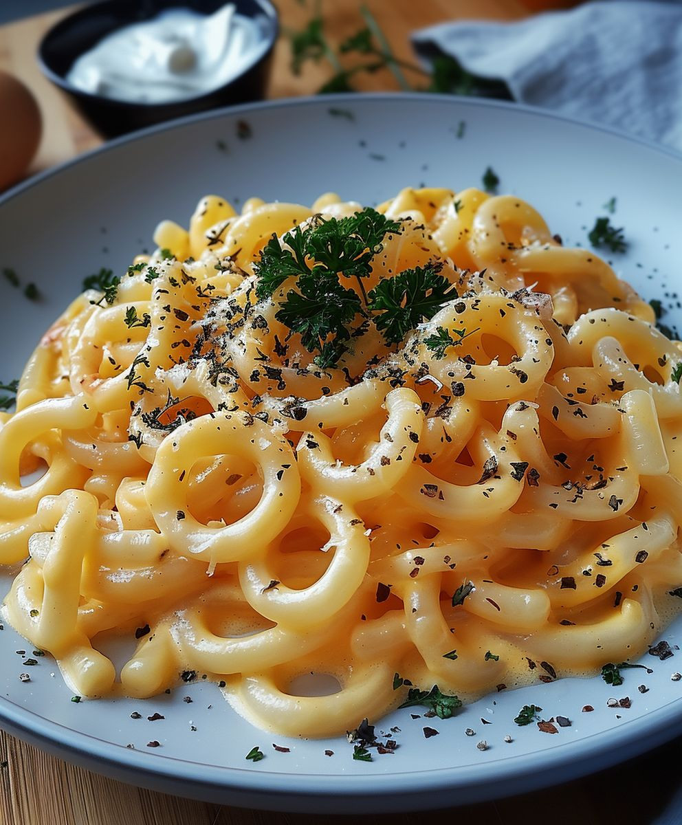 Cremige Nudelpfanne Crème fraîche