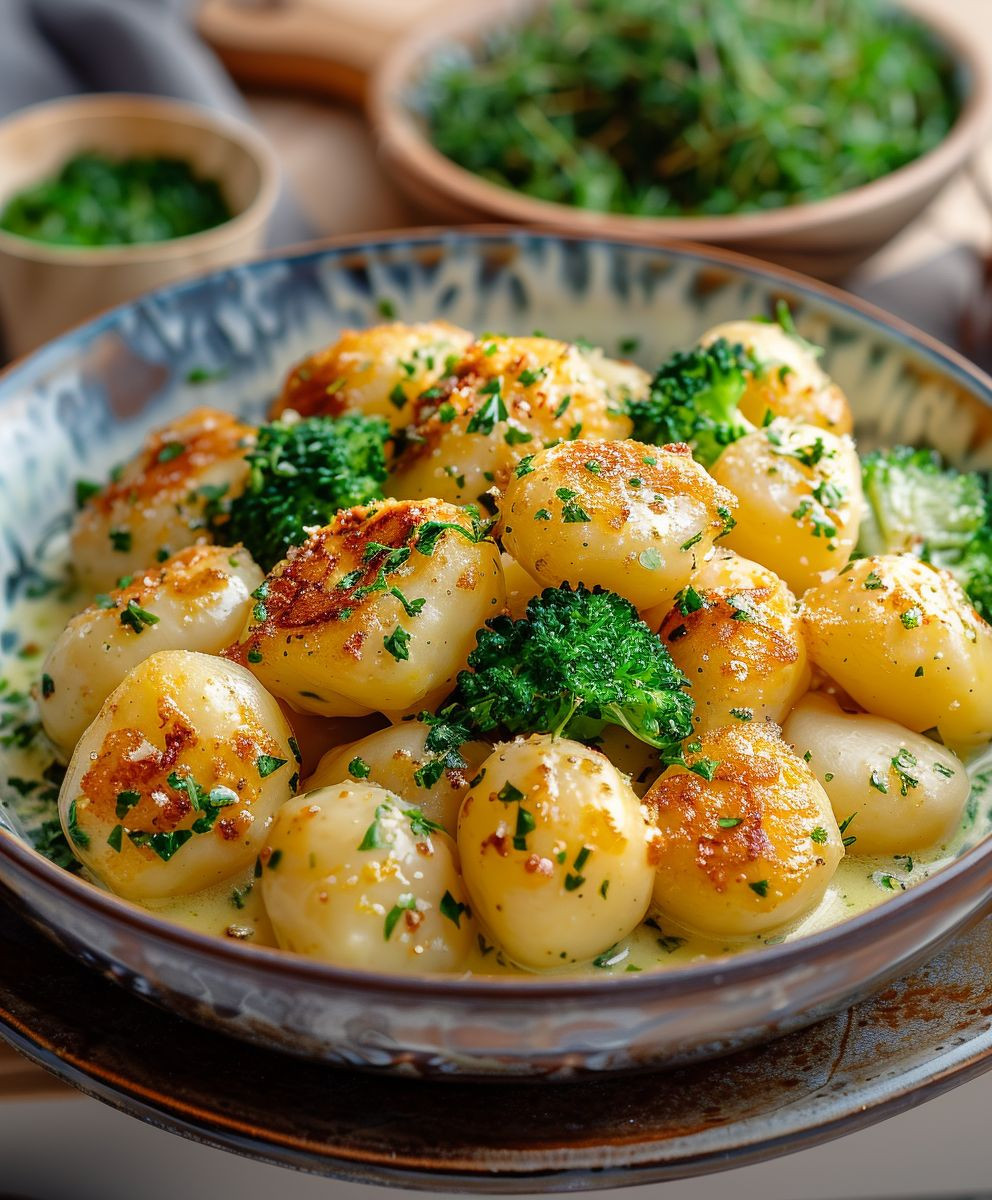 Cremige Brokkoli Kartoffeln Pfanne