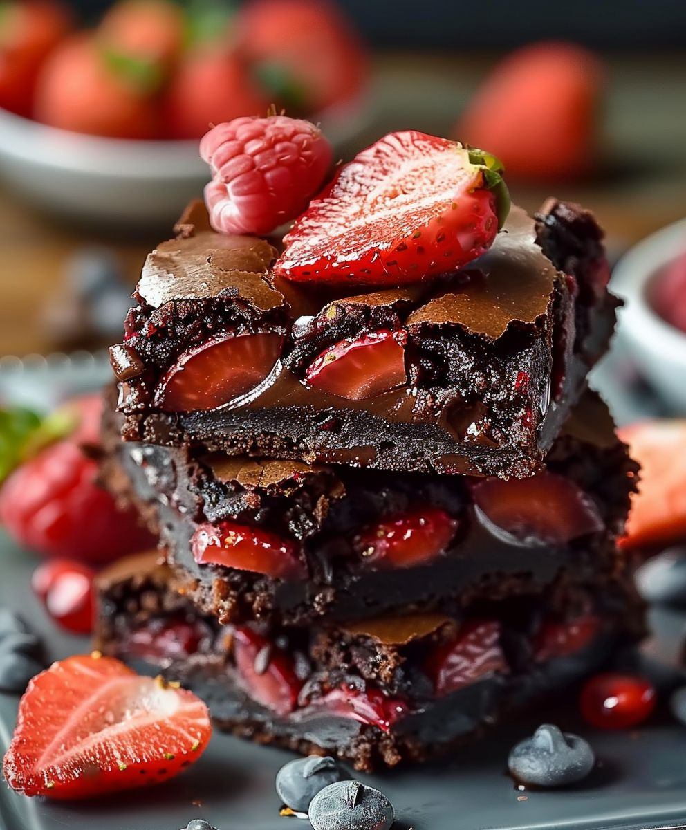 Schoko Erdbeer Brownies backen