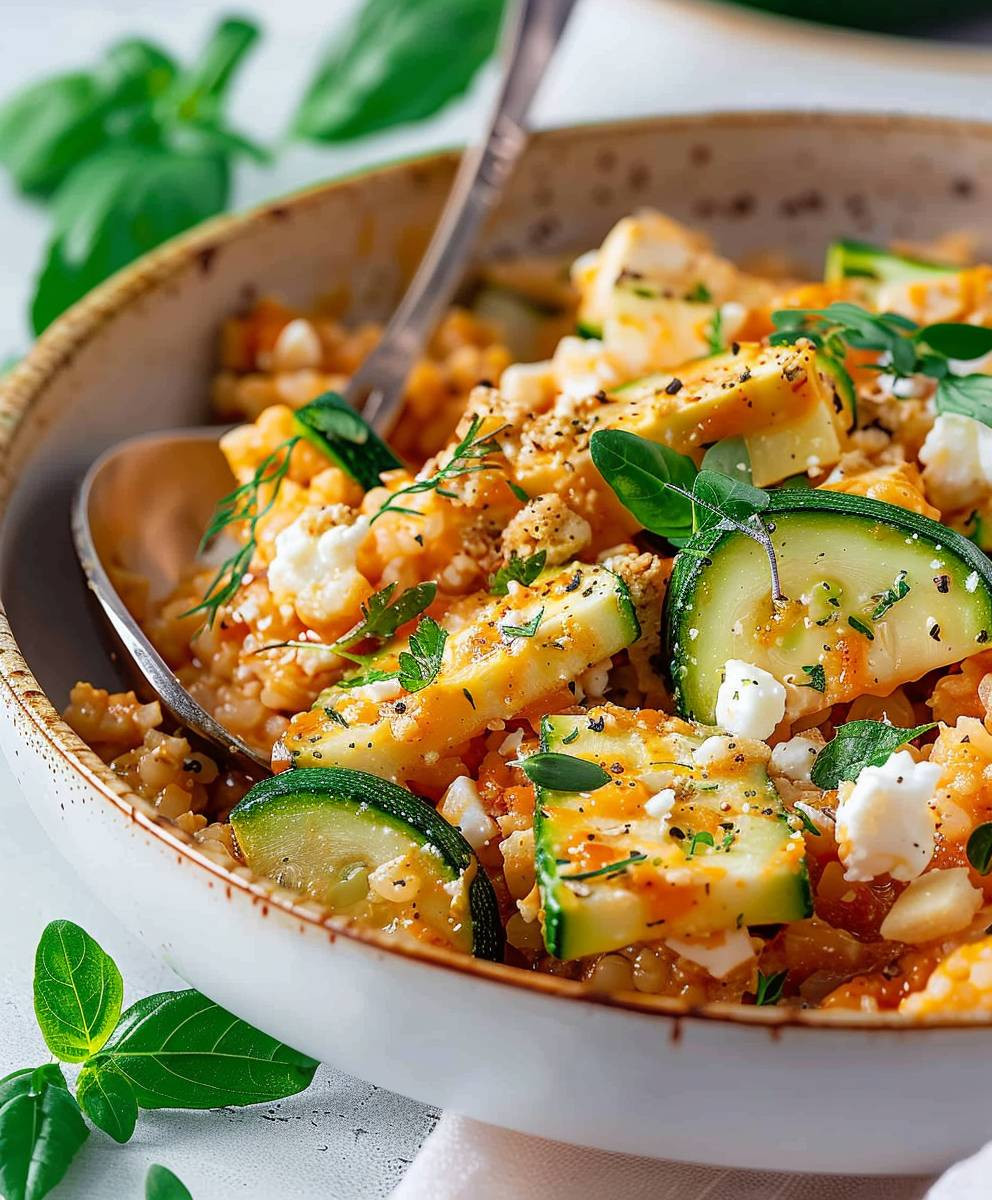 Reispfanne Zucchini Feta