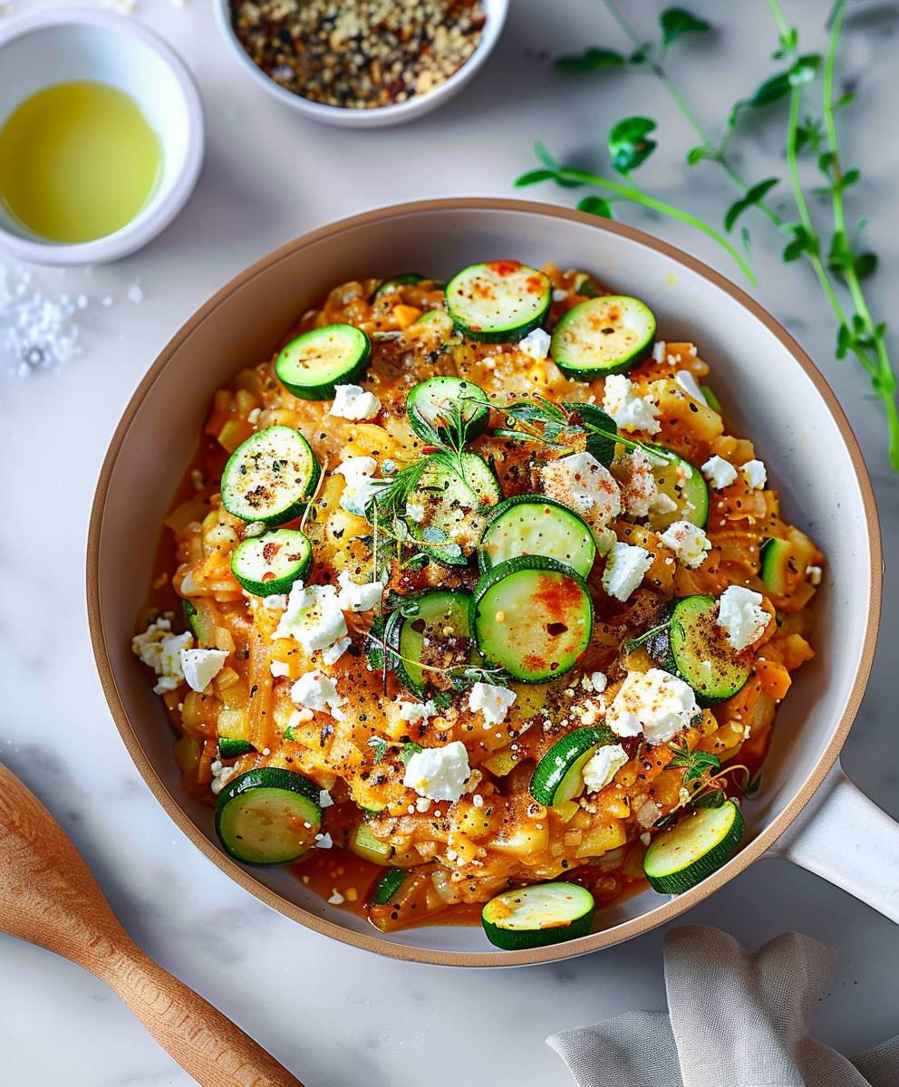 Reispfanne Zucchini Feta