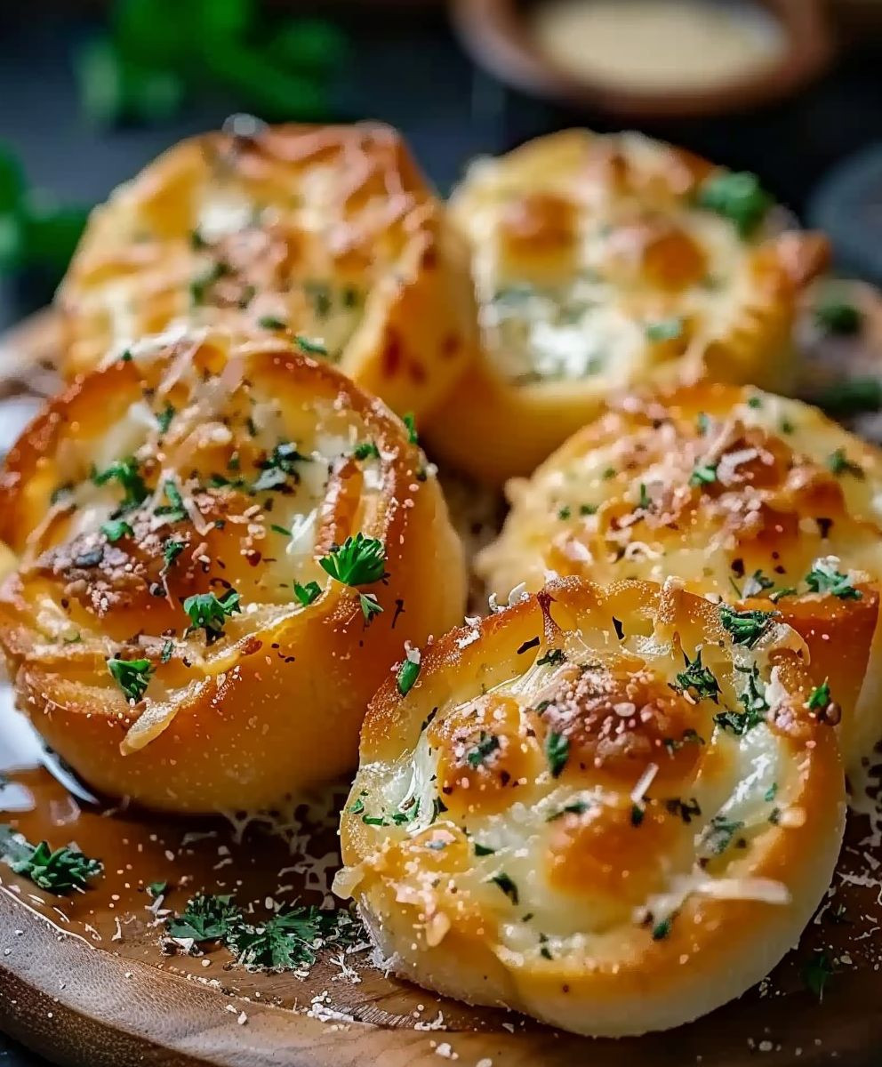 Käsige Knoblauchbrot Häppchen