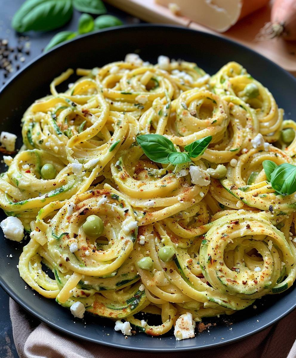 Zucchini Feta Pasta Abendessen