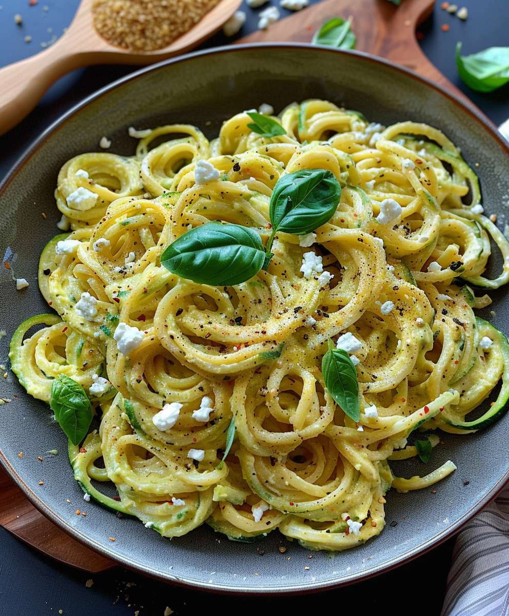 Zucchini Feta Pasta Abendessen