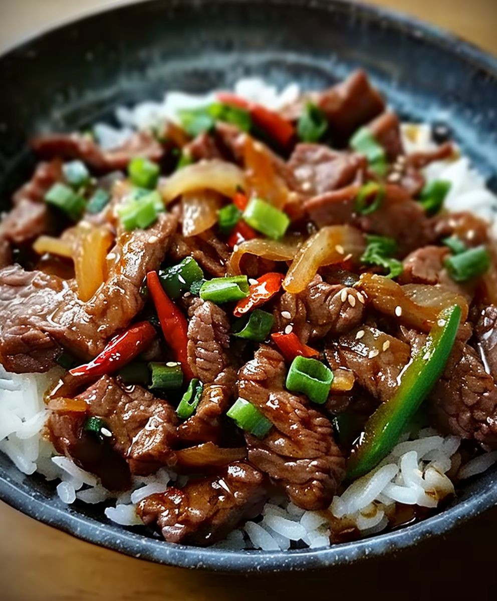 Chinesisches Rindfleisch mit Zwiebeln