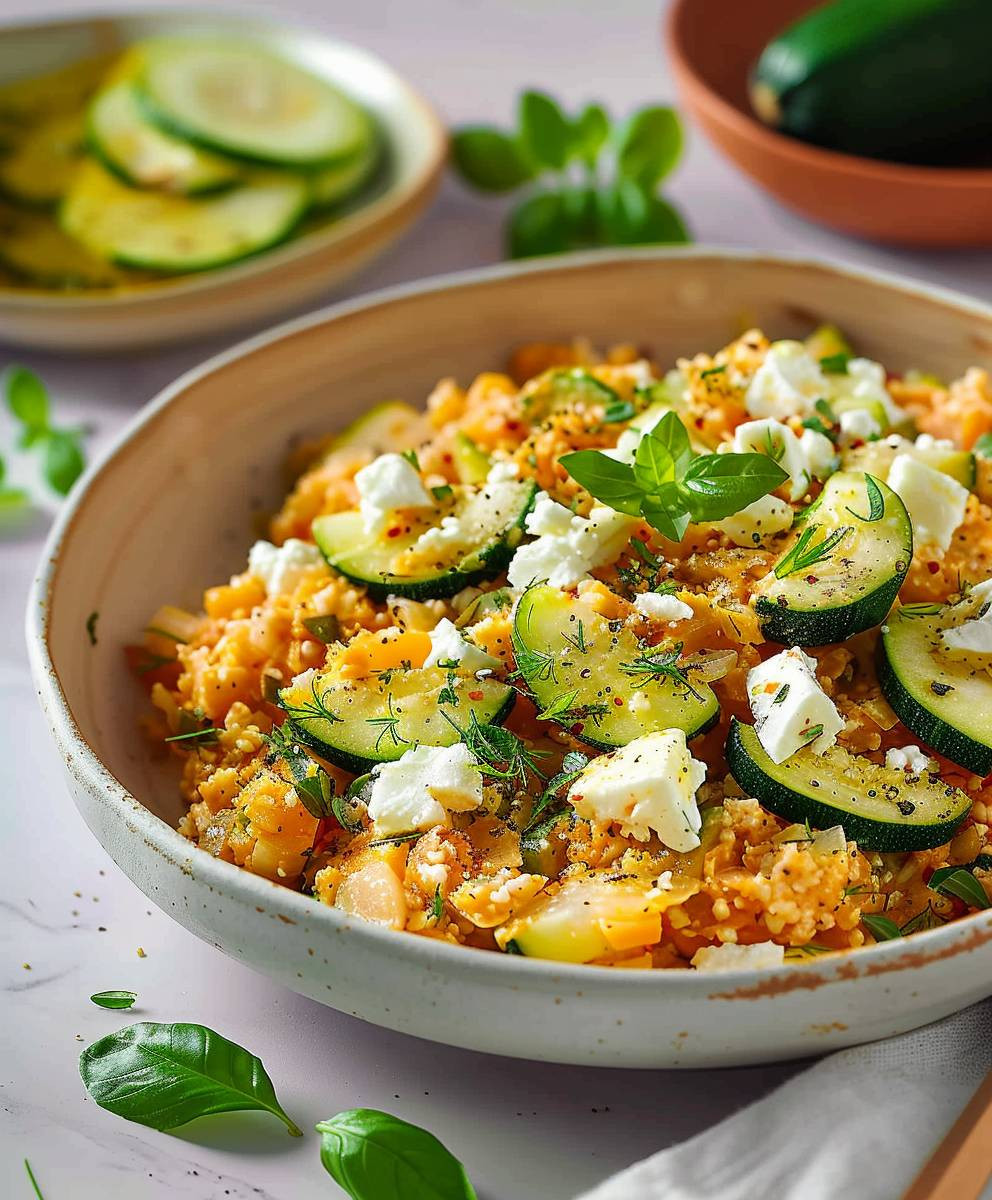 Reispfanne Zucchini Feta