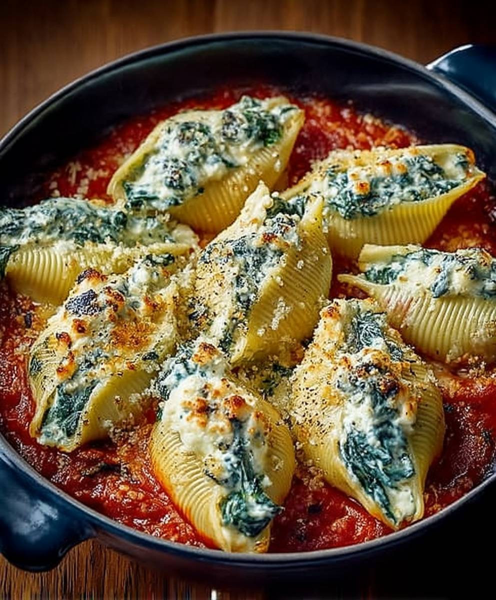 Gefüllte Muscheln Spinat Ricotta