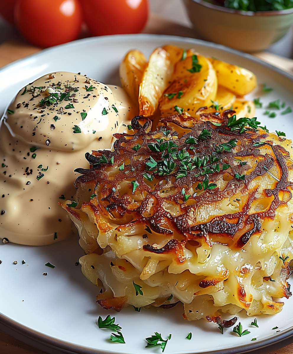 Mozzarella Rösti Pilzrahmsoße