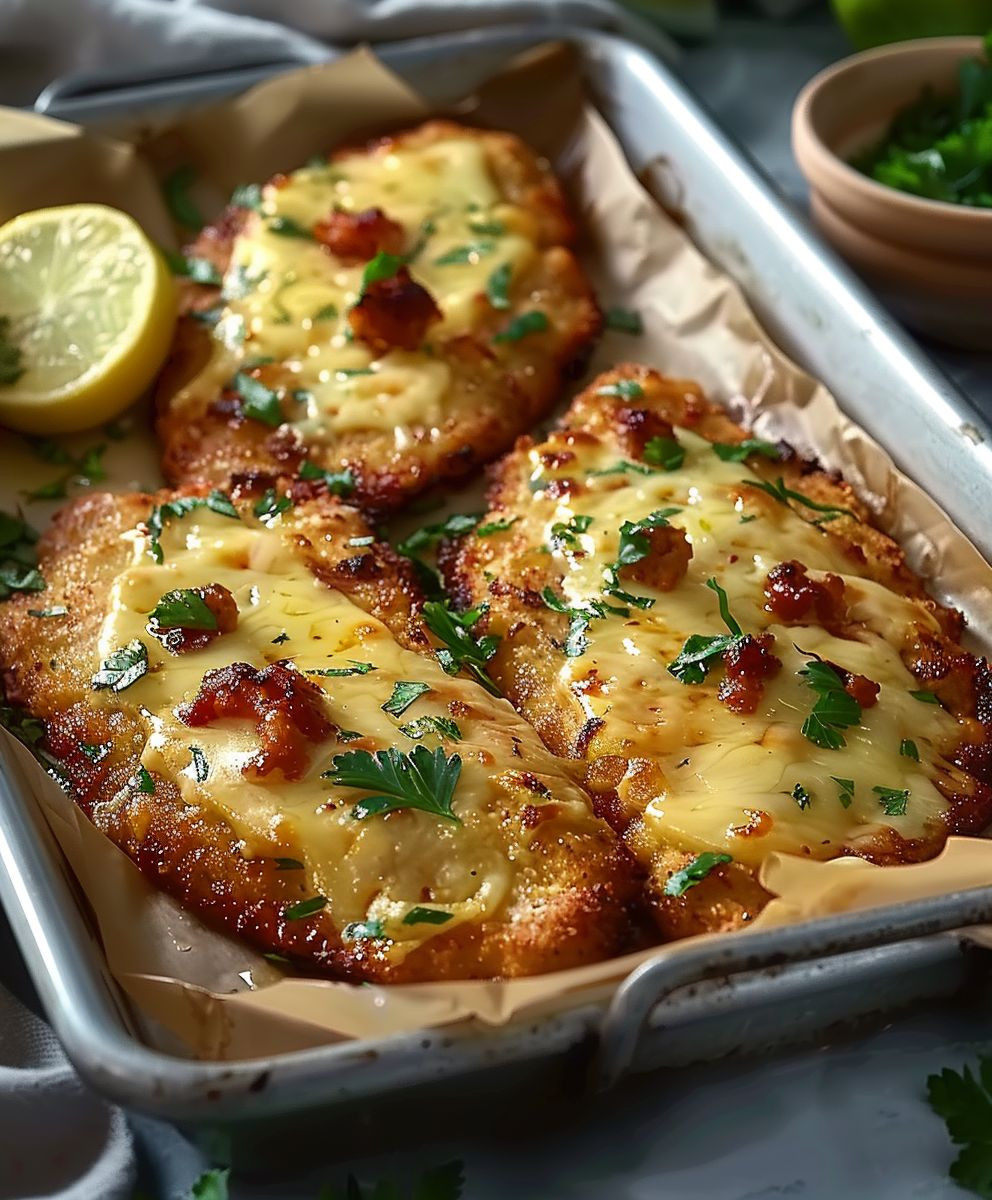 Überbackene Partyschnitzel Ofen