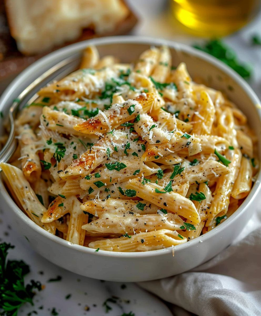 Knoblauch Parmesan Hähnchen Pasta