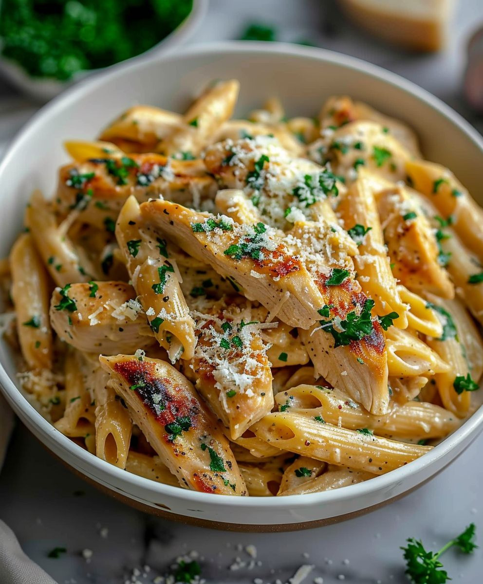 Knoblauch Parmesan Hähnchen Pasta