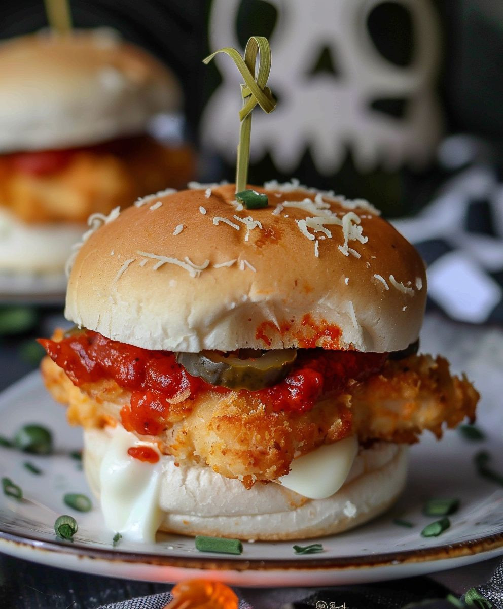 Halloween Chicken Parm Slider
