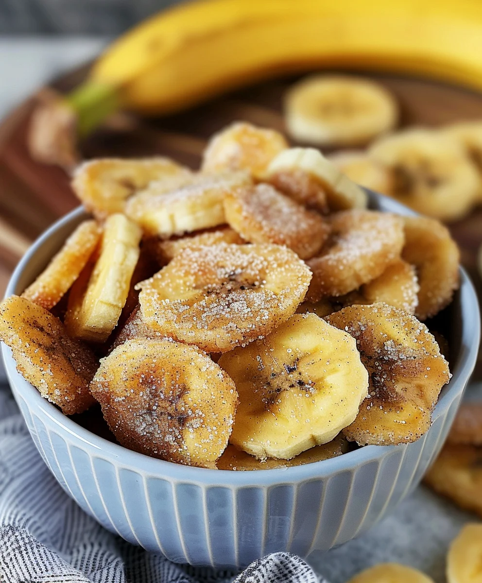 Knusprige Air Fryer Bananenchips mit Zimtzucker-Kick