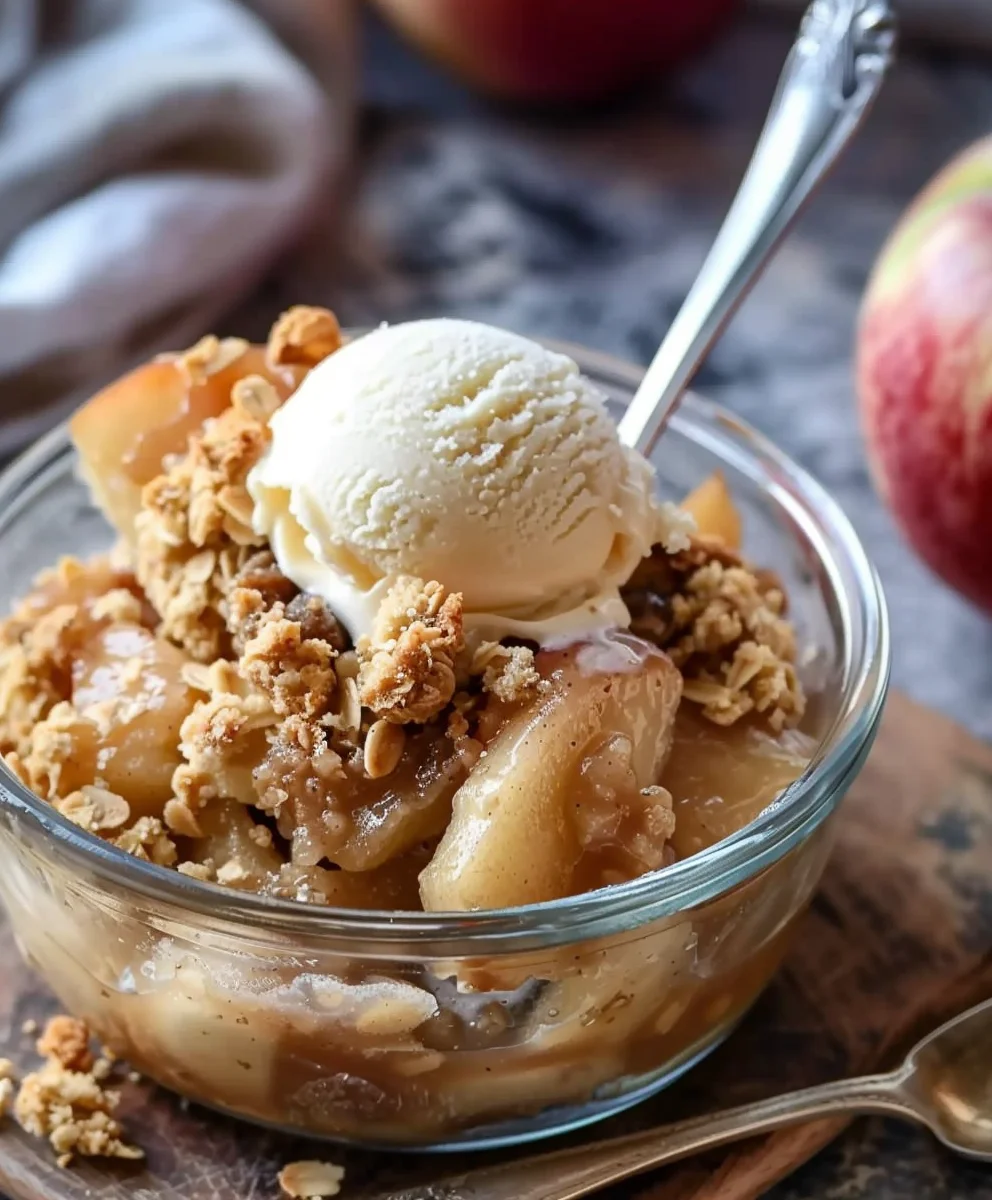 Himmlischer Bratapfel Crumble mit Vanilleeis Rezept