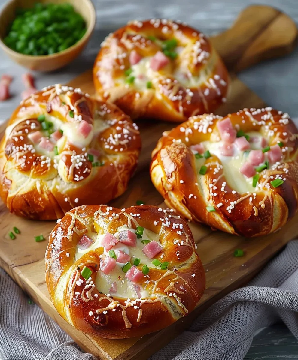 Schnelle gefüllte Brezeln: Cremig mit Schmand & Rinderschinken