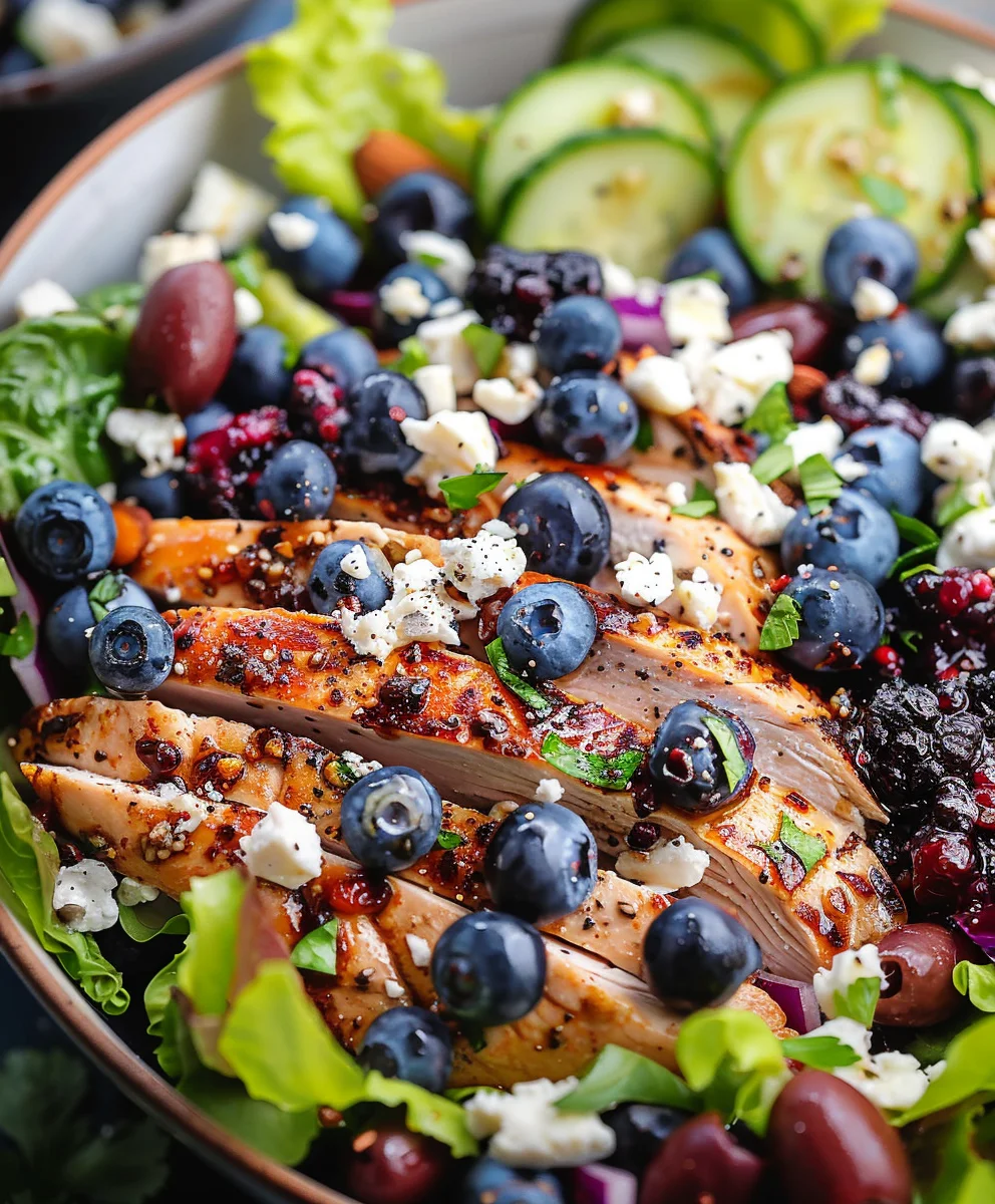 Frischer Chicken Blueberry Feta Salat – Einfach unwiderstehlich!