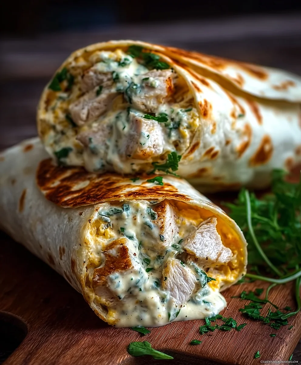 Blitzschnelle Käse-Knoblauch Hähnchen Wraps – fertig in Min!