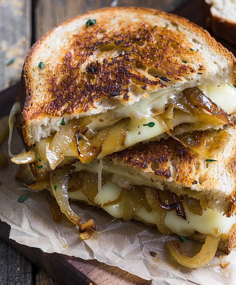 Karamellisierte Zwiebel Apfel Grilled Cheese Sandwich