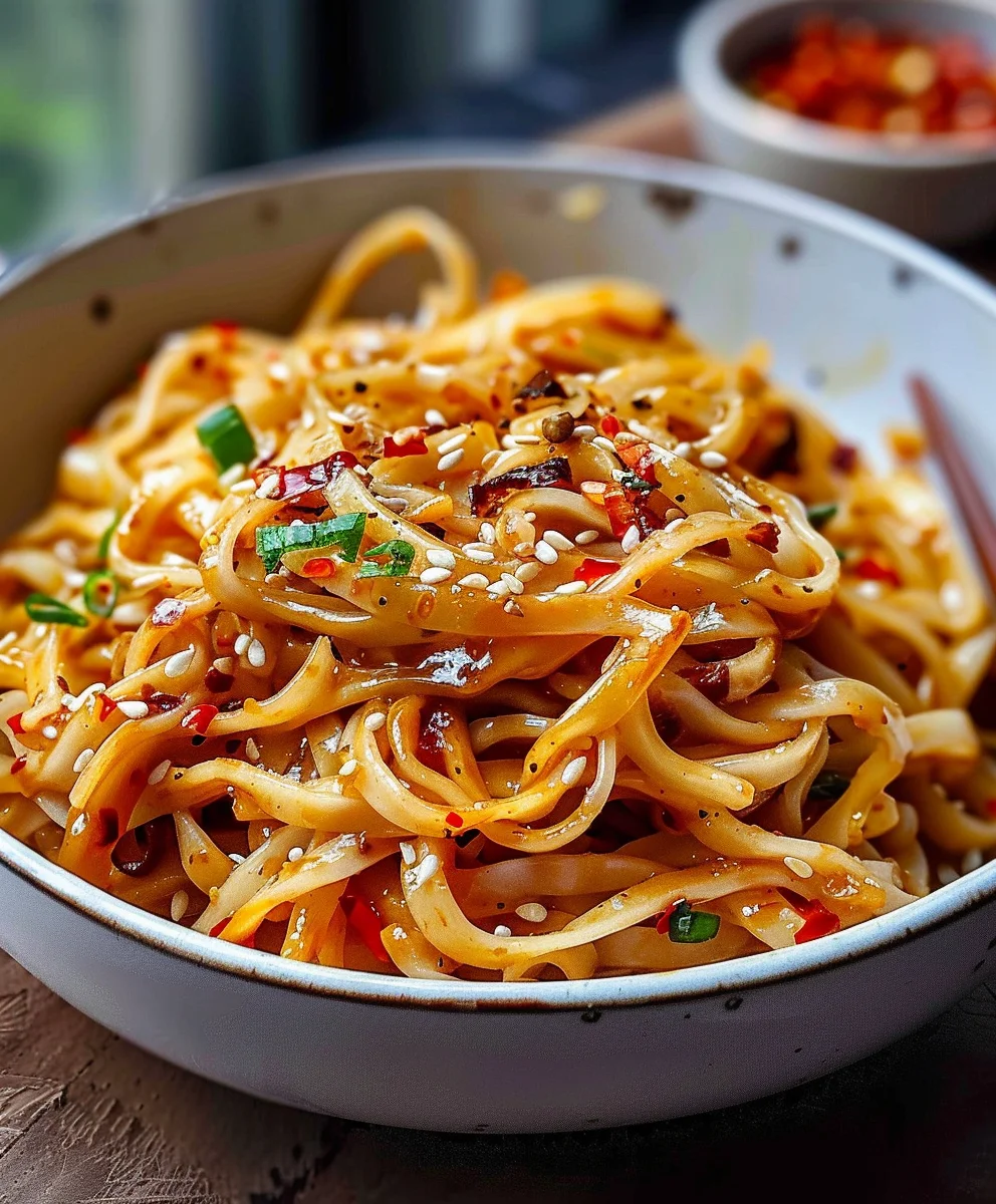 Aromatische Knoblauch Chili Nudeln mit Sojasauce & Essig