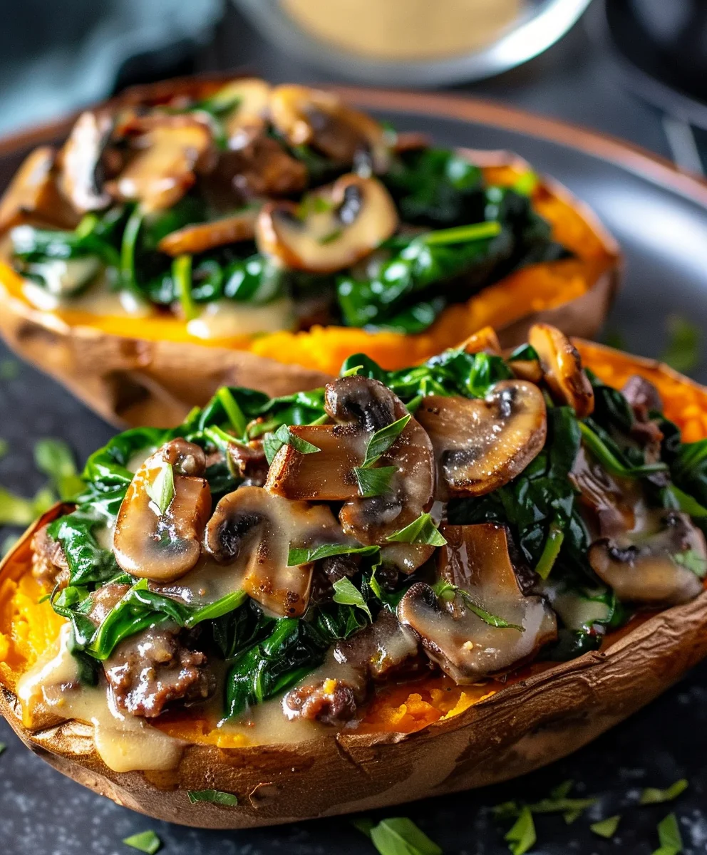 Ultimative Gefüllte Süßkartoffeln: Beef, Champignons, Spinat