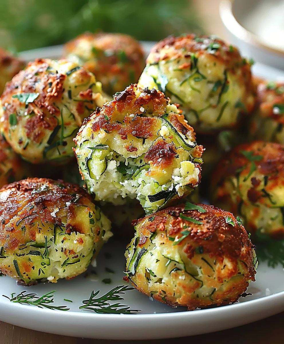 Knusprige Zucchini Feta Bällchen aus dem Ofen – super lecker!