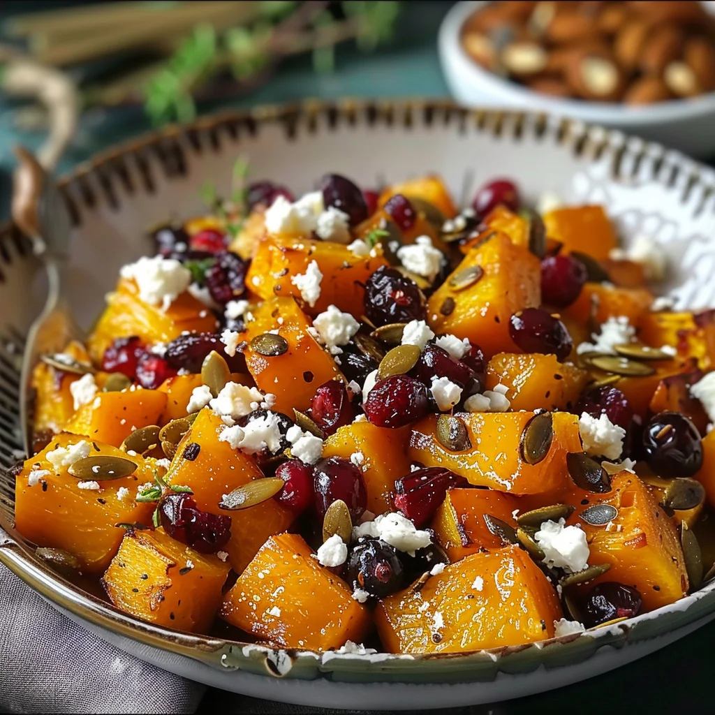 Knuspriger Honig Butternut: Feta, Cranberries & Kürbiskerne