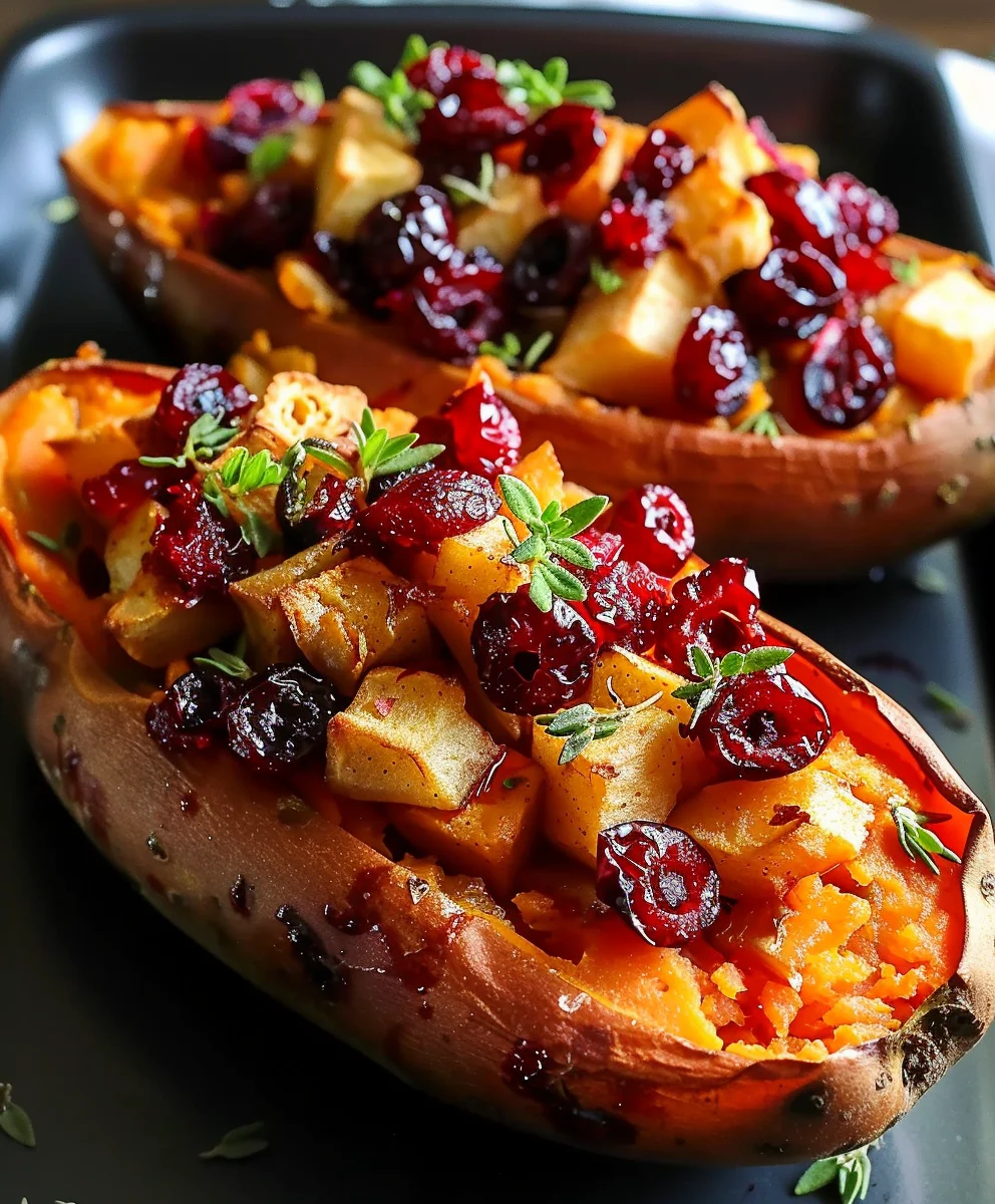 Himmlische Cranberry-Apfel Doppelt Gebackene Süßkartoffeln