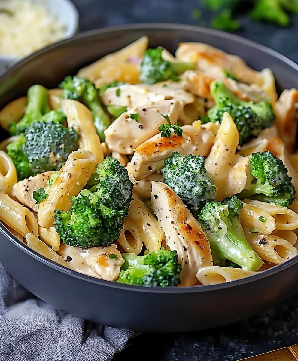 Cremige Hähnchen Brokkoli Pasta