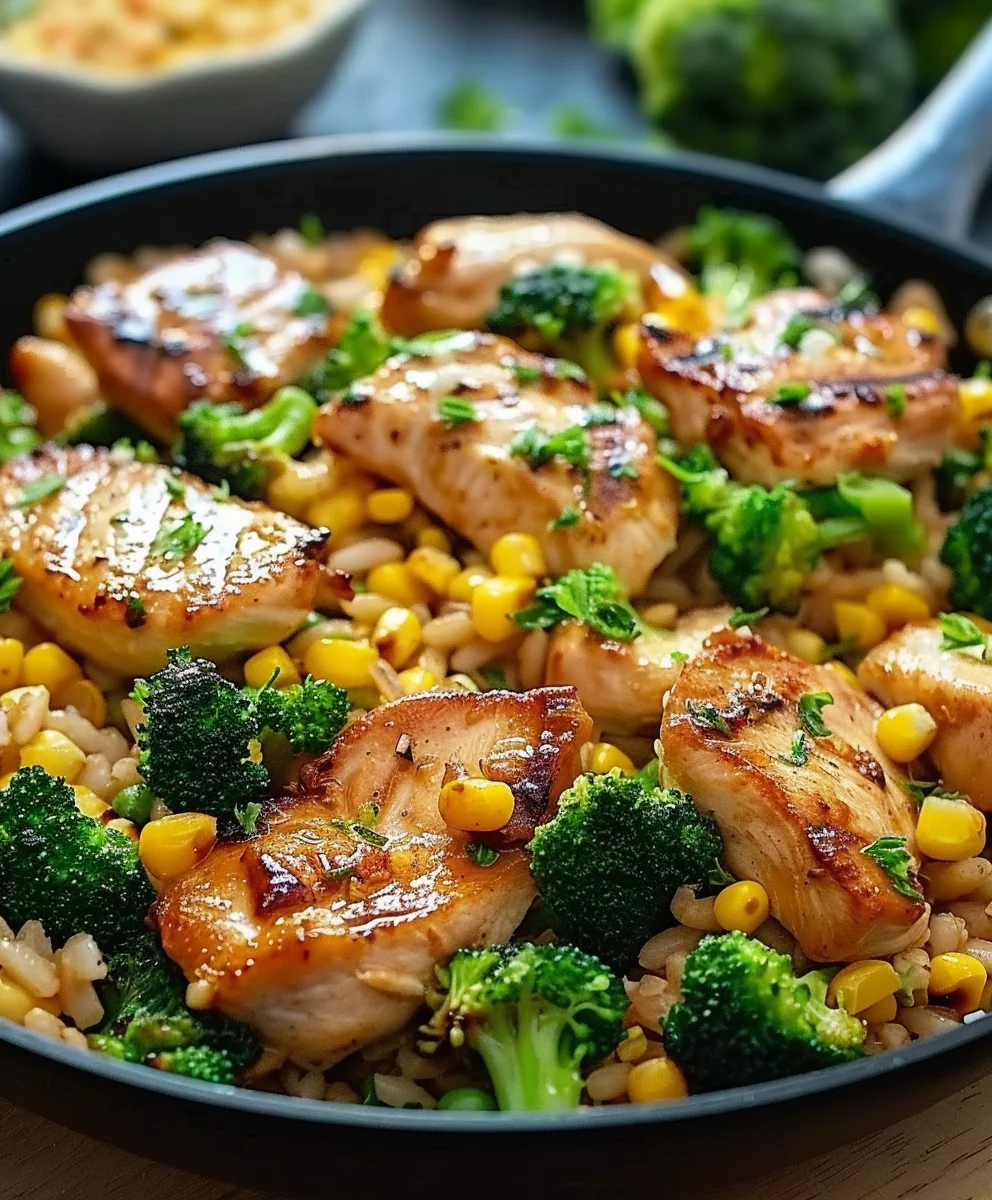 Unglaublich Leckere Hähnchen Reis Pfanne mit Brokkoli Mais