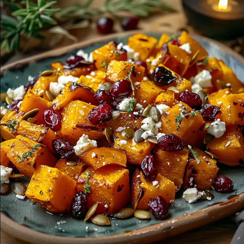 Knuspriger Honig Butternut: Feta, Cranberries & Kürbiskerne