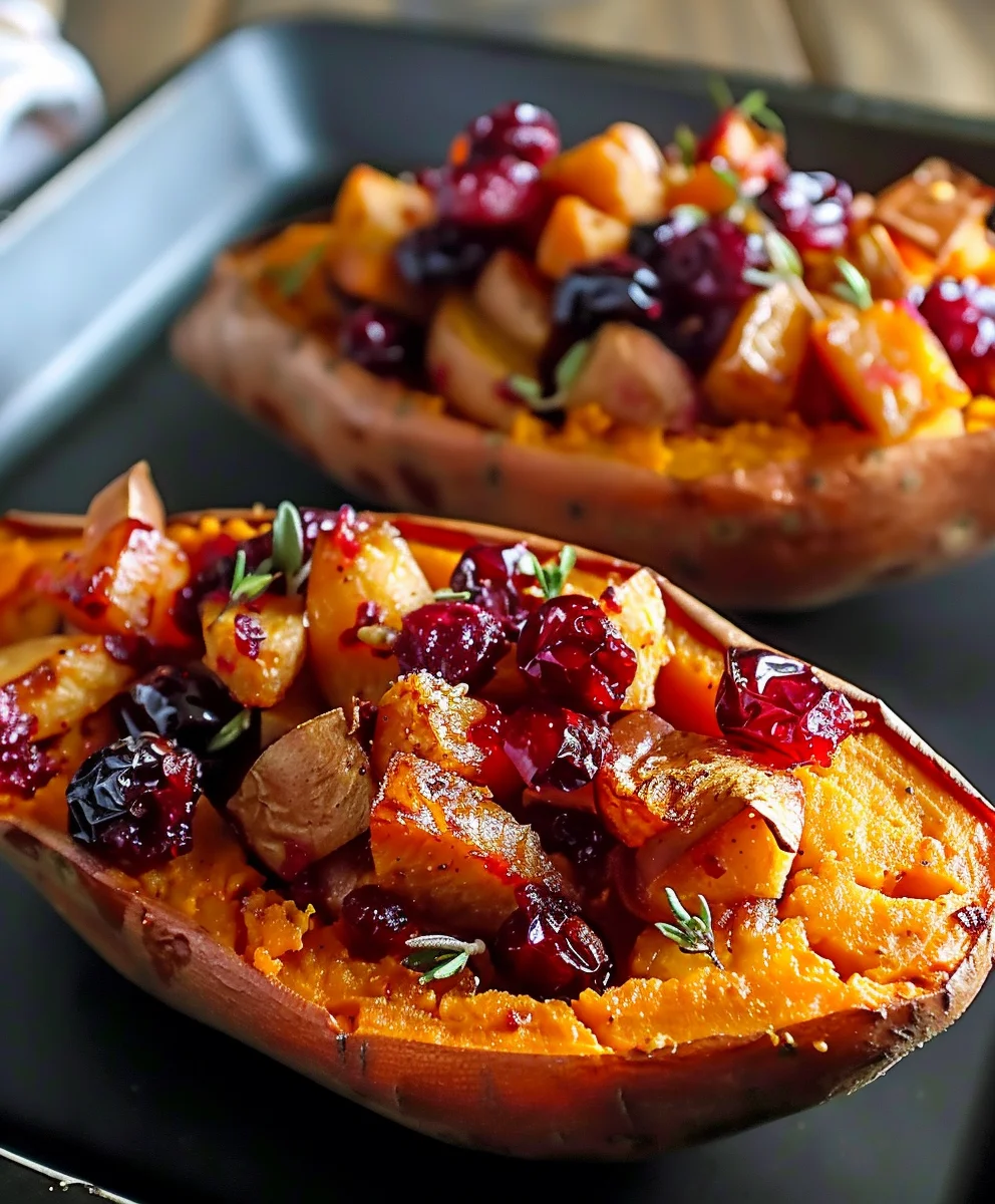 Himmlische Cranberry-Apfel Doppelt Gebackene Süßkartoffeln