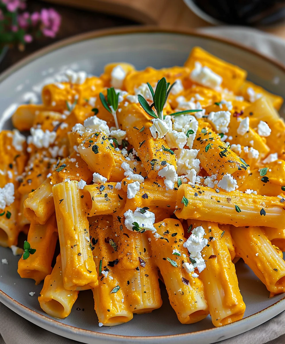 Cremige Pasta mit Kürbissauce & Feta: Dein schnelles Rezept!