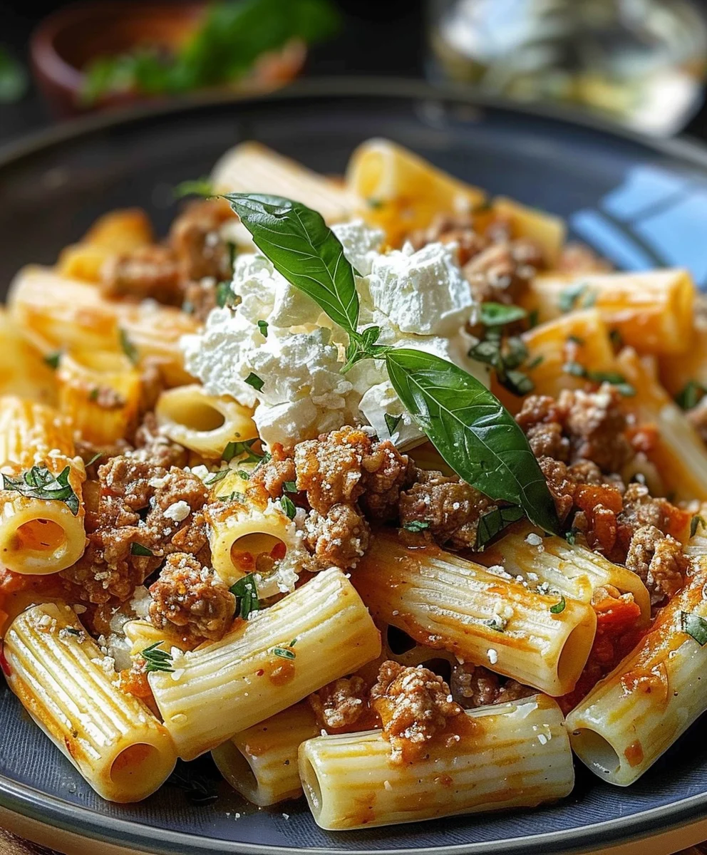 Dein Rigatoni Hackfleisch Feta Creme Rezept für Geniesser