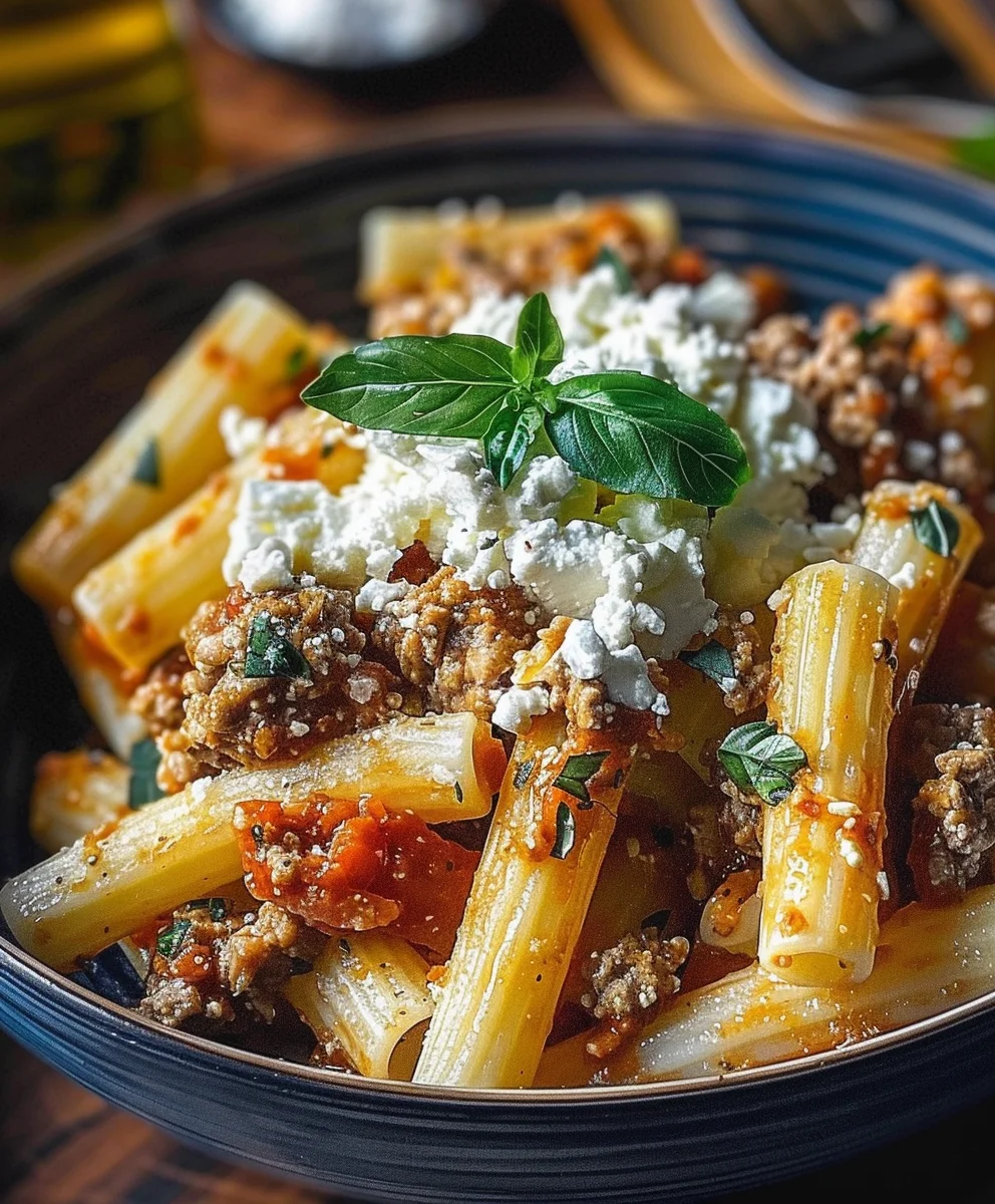 Dein Rigatoni Hackfleisch Feta Creme Rezept für Geniesser