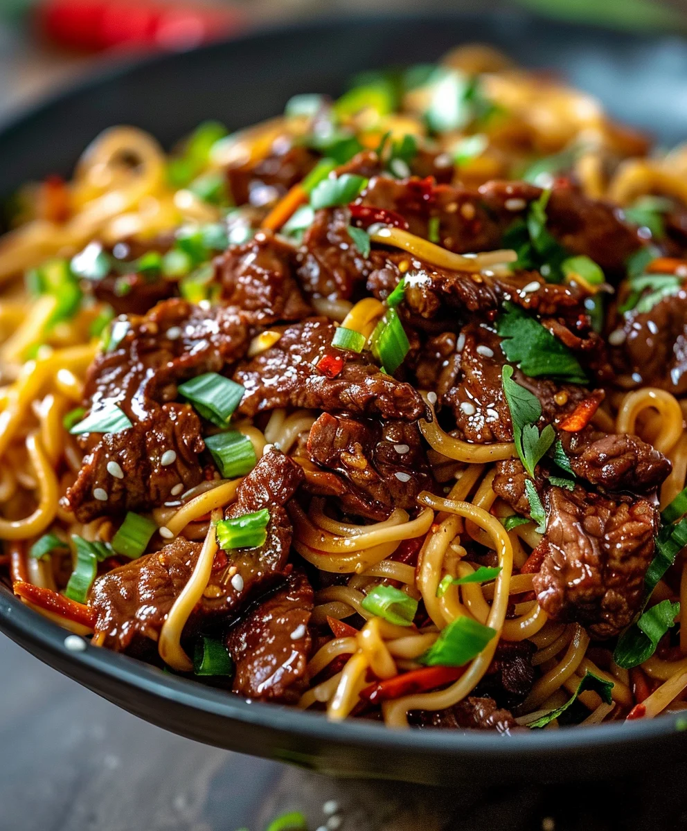 Sticky Beef Noodles Rezept