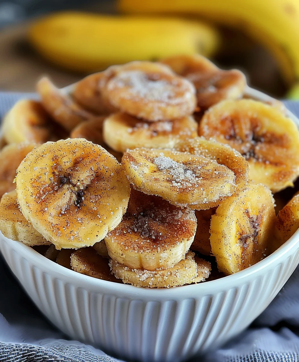 Knusprige Air Fryer Bananenchips mit Zimtzucker-Kick