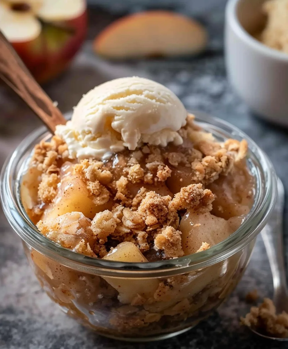 Himmlischer Bratapfel Crumble mit Vanilleeis Rezept