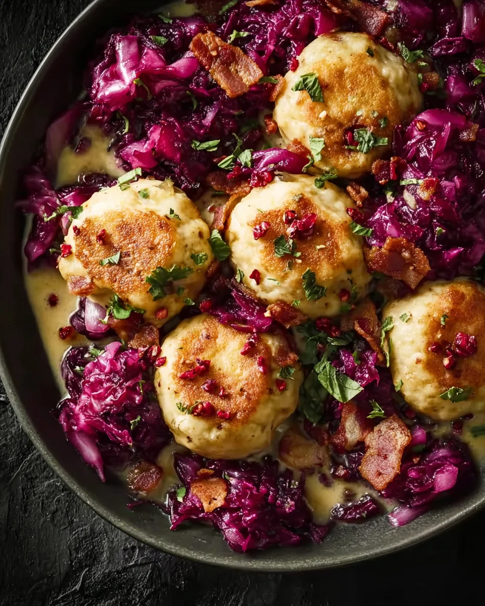 Brezenknödel mit Rotkohl & Rinder-Speck Sahne – Ultimativ!