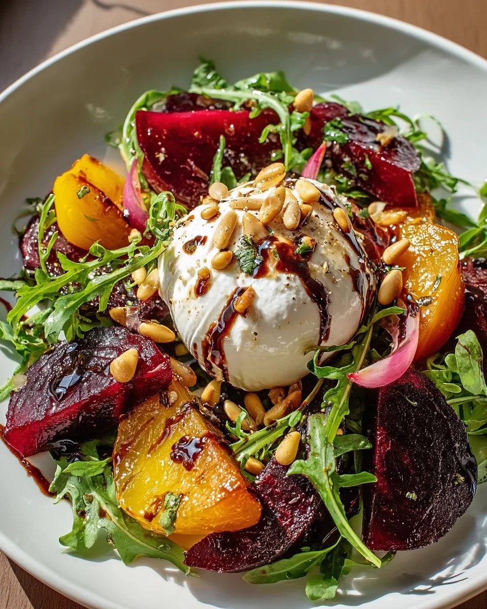 Rote Bete Burrata Salat mit Pinienkernen: Luxus für dich!