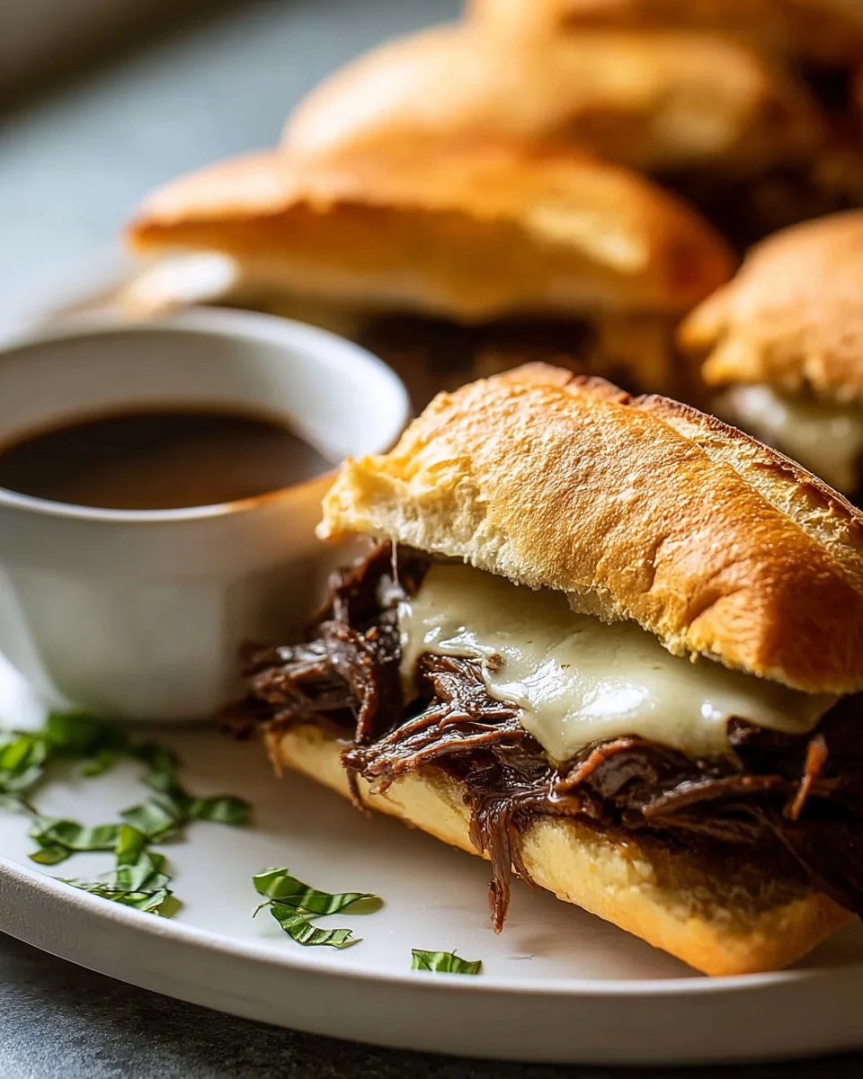 Zarte Crockpot French Dip Sandwiches: Perfekt zum Dippen