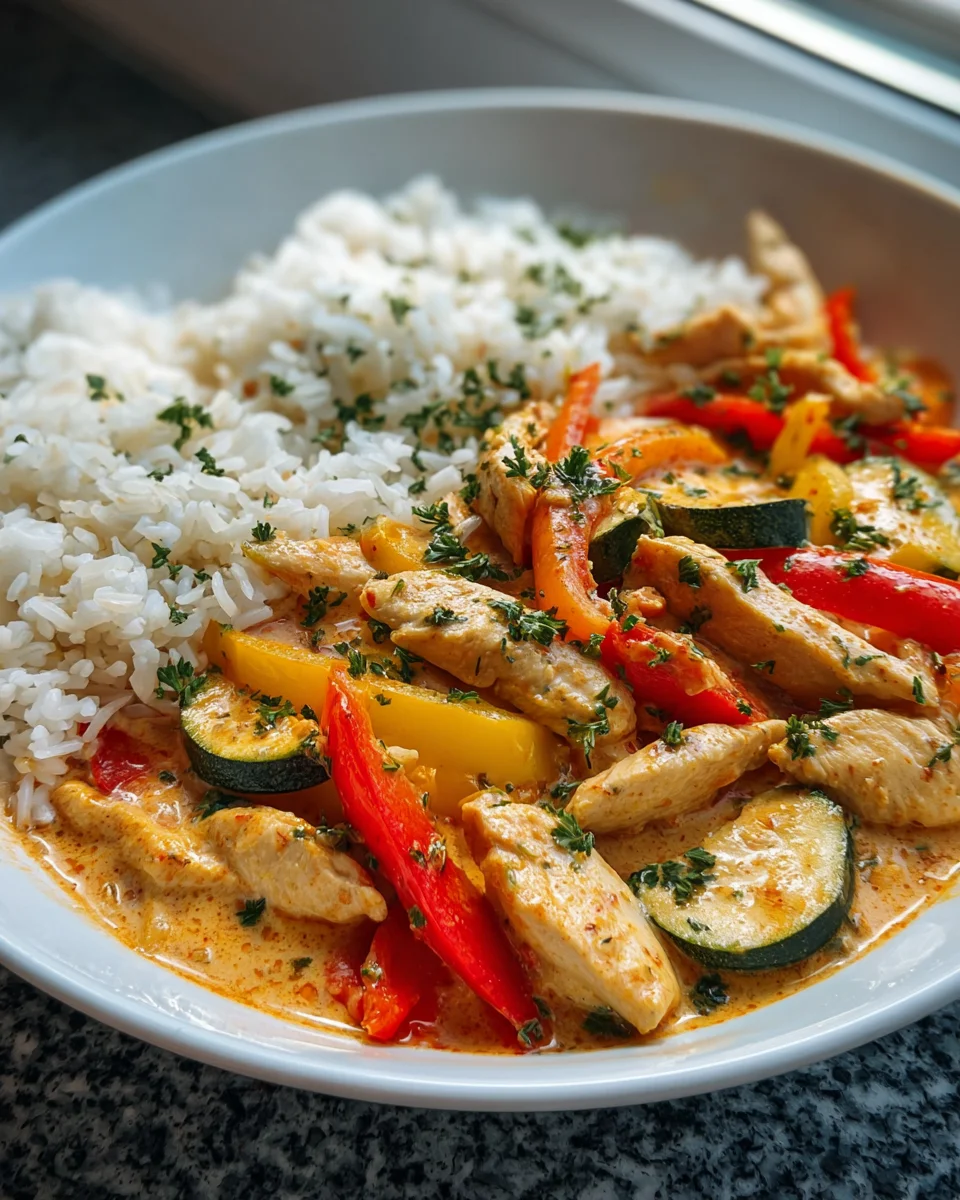 Cremiges Paprika Zucchini Hähnchen: Dein schnelles Rezept