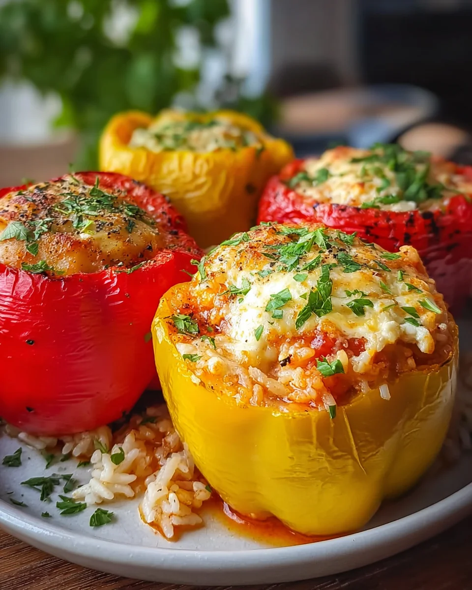 Gefüllte Paprika mit Reis & Feta: Einfach & lecker!