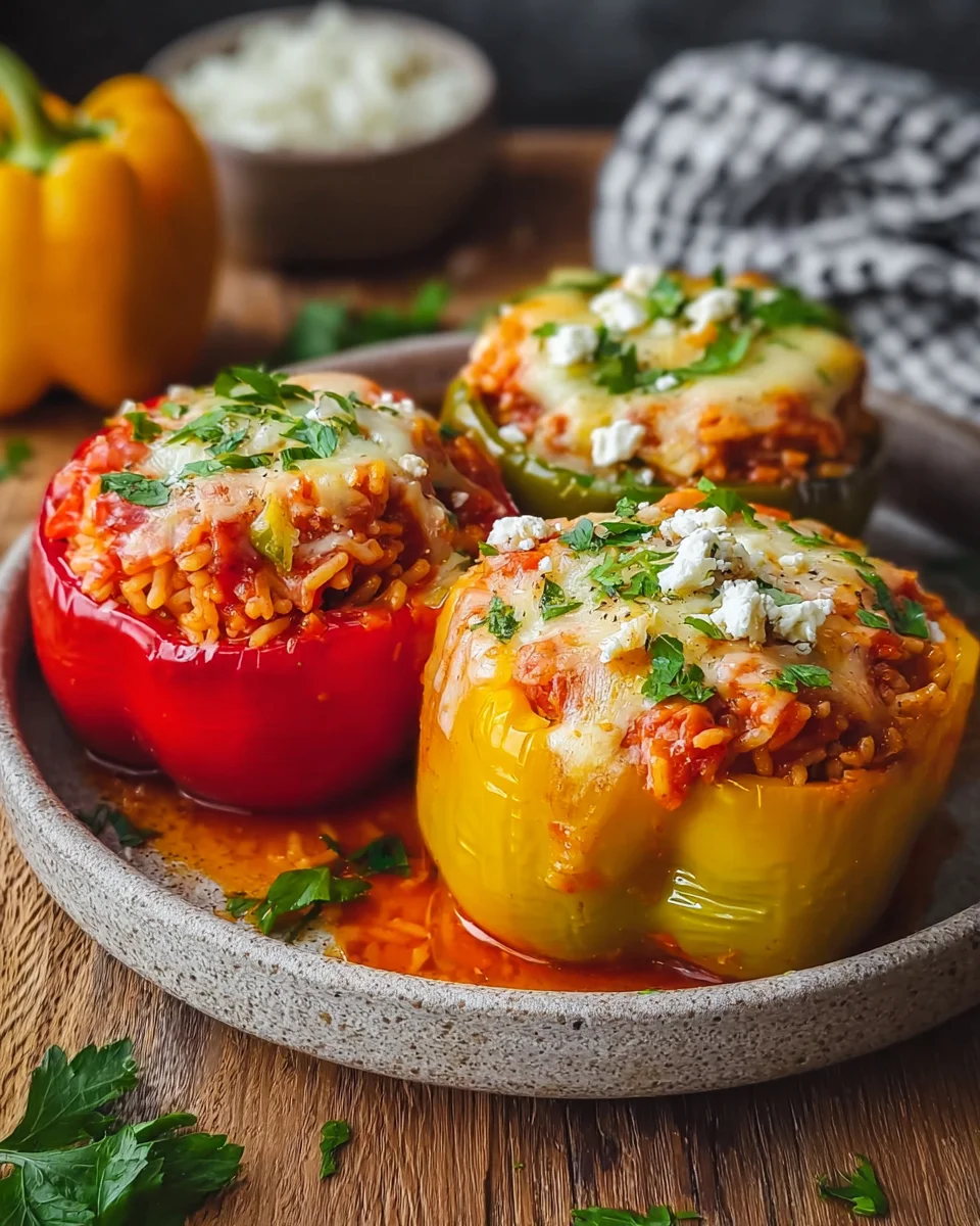 Gefüllte Paprika mit Reis & Feta: Einfach & lecker!