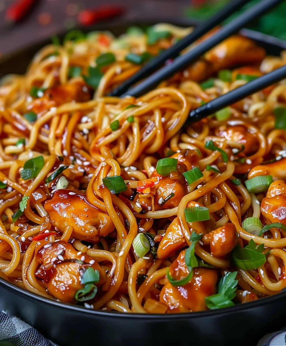 Klebrige Knoblauch-Hähnchennudeln Rezept – einfach & lecker!