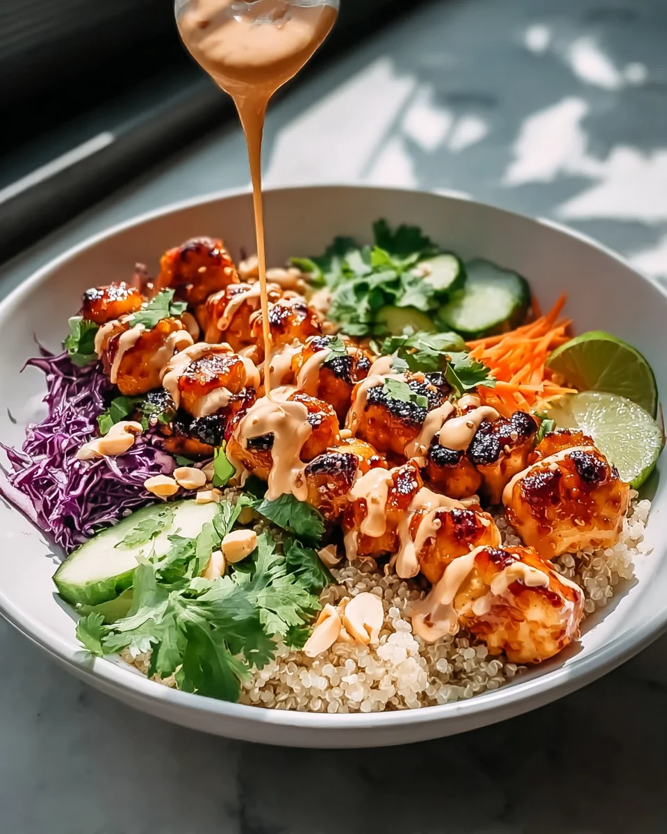 Köstliche Sweet Chili Hähnchen Bowl mit Kokos-Limette