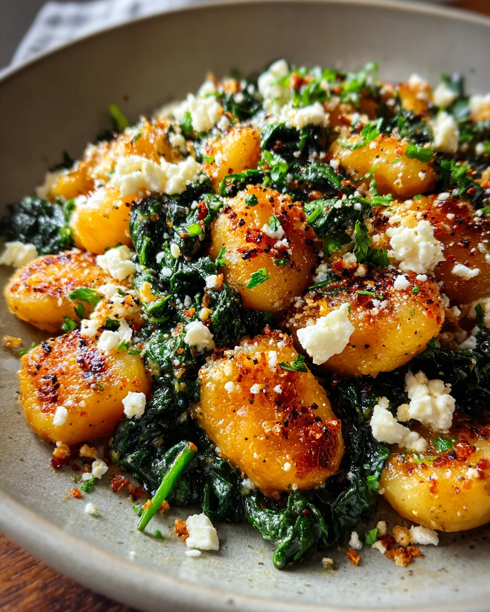 Knusprige Gnocchi mit Spinat & Feta: Schnell, einfach, köstlich