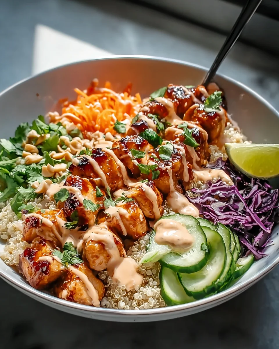 Köstliche Sweet Chili Hähnchen Bowl mit Kokos-Limette