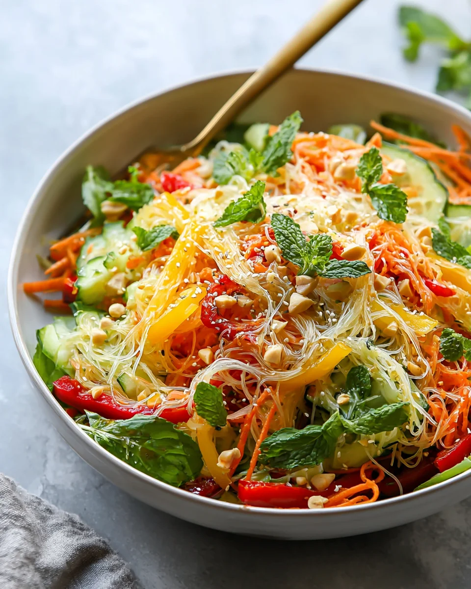 Frühlingsrollen Salat: Würziges botanisches Dressing, super lecker!