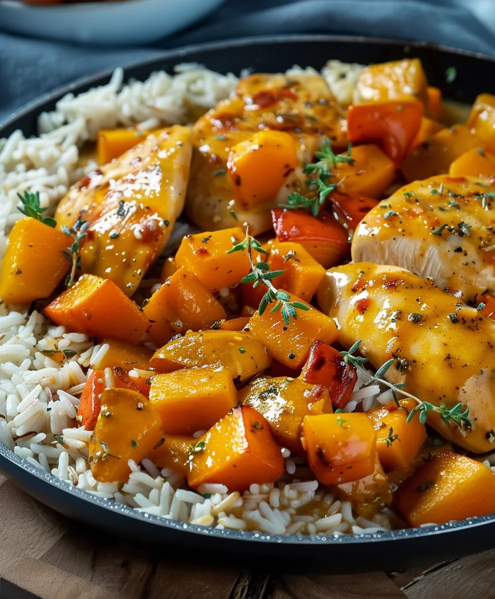 Cremige Kürbis Hähnchen Pfanne – Perfekt für den Herbst